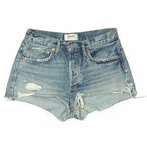 AGOLDE Parker Vintage Cutoff Denim Shorts in Swapmeet Medium Blue Distressed 26